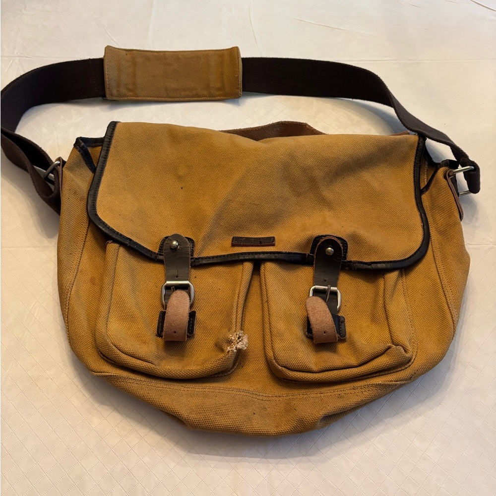Men's Tan Canvas Messenger Bag